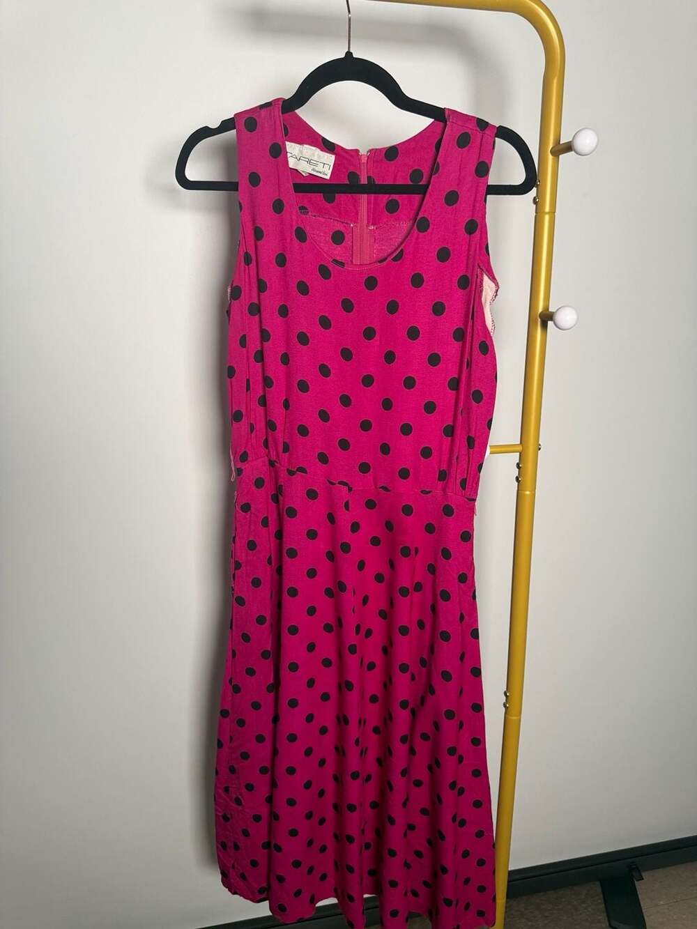 Vintage Tareti Howard Len Polka Dot Sleeveless Dress Size 12